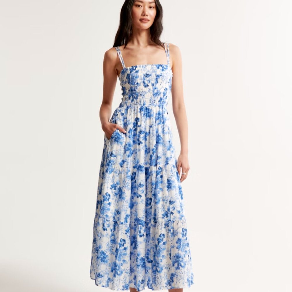 Abercrombie & Fitch NWT Smocked Bodice Maxi Dress - XL PETITE
